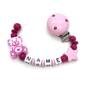 Schnullerkette mit Namen - Teddy