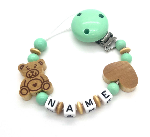 Schnullerkette mit Namen - Teddy