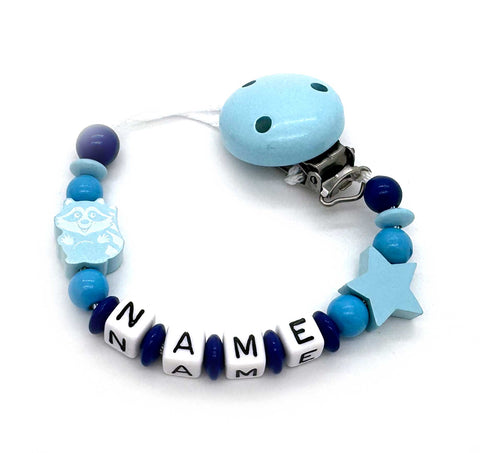Schnullerkette mit Namen - Waschbär
