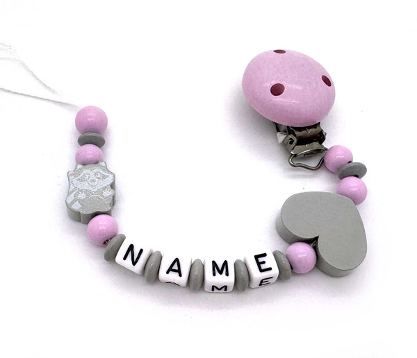 Schnullerkette mit Namen - Waschbär