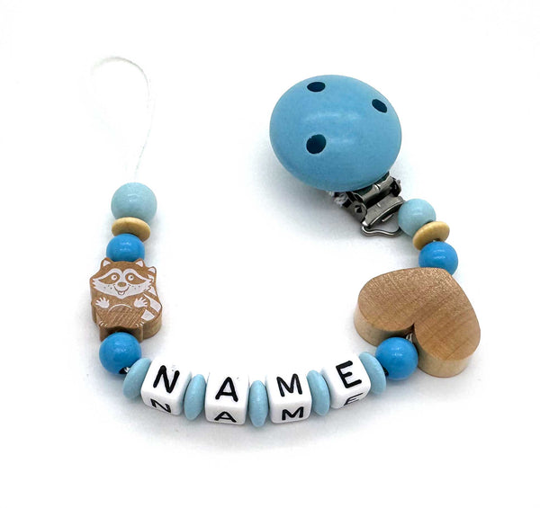 Schnullerkette mit Namen - Waschbär