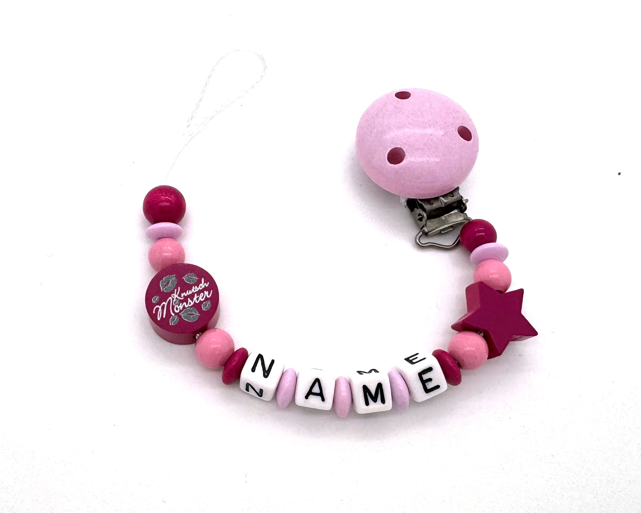 Schnullerkette mit Namen - Knutsch Monster
