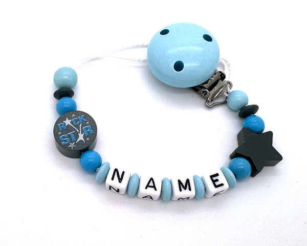 Schnullerkette mit Namen - Rock Star