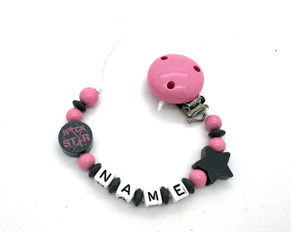 Schnullerkette mit Namen - Rock Star