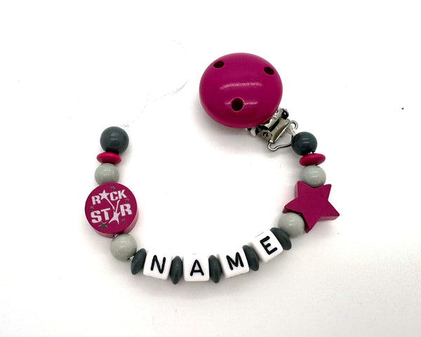 Schnullerkette mit Namen - Rock Star