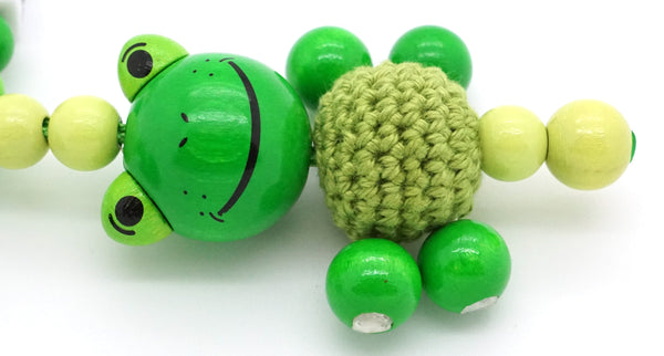 Schnullerkette mit Namen - 3D Häkel Frosch