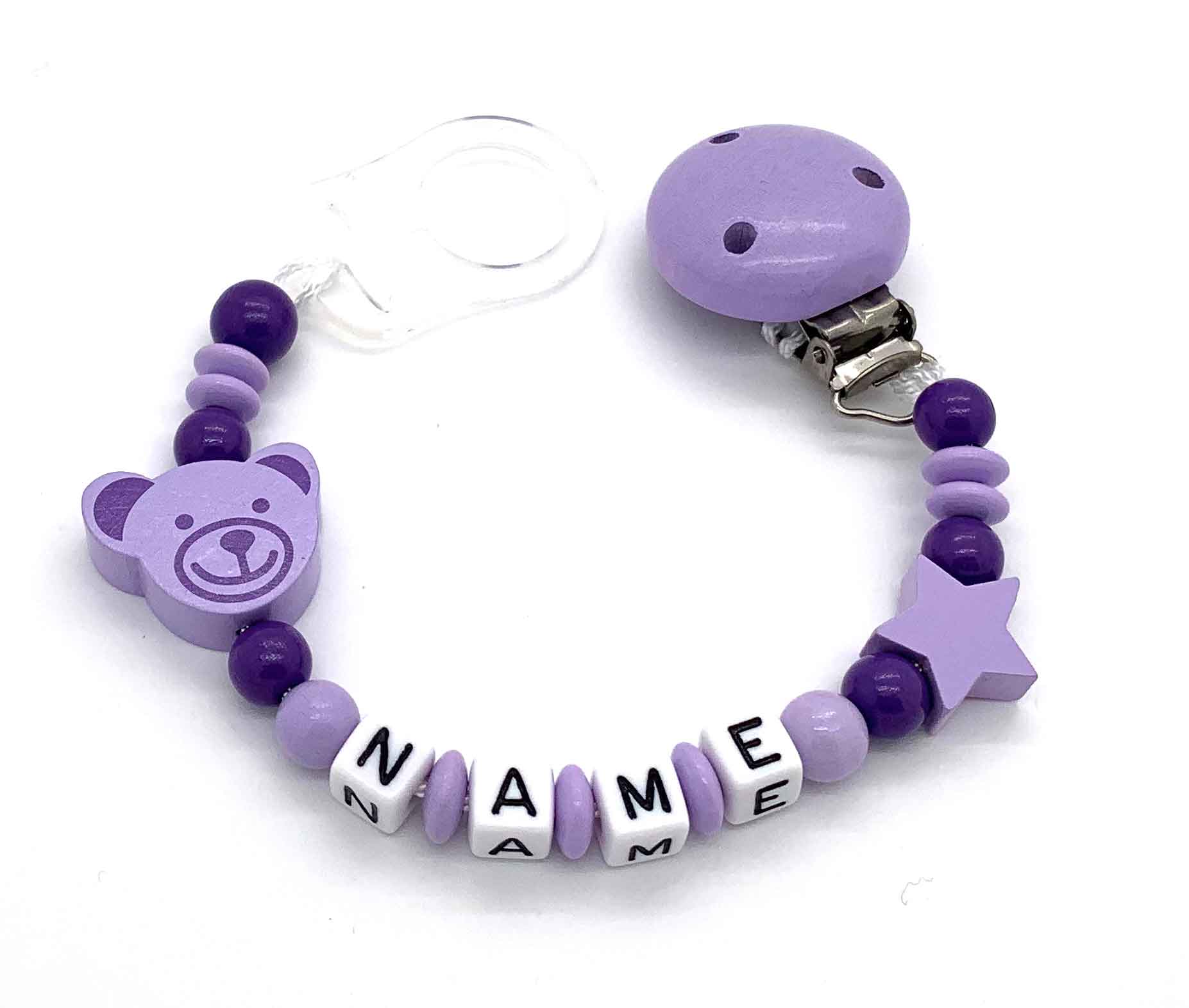 Schnullerkette mit Namen - Bär