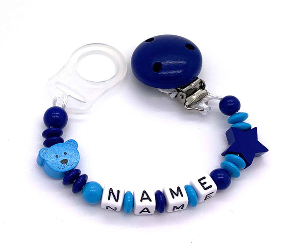 Schnullerkette mit Namen - kleiner Bär