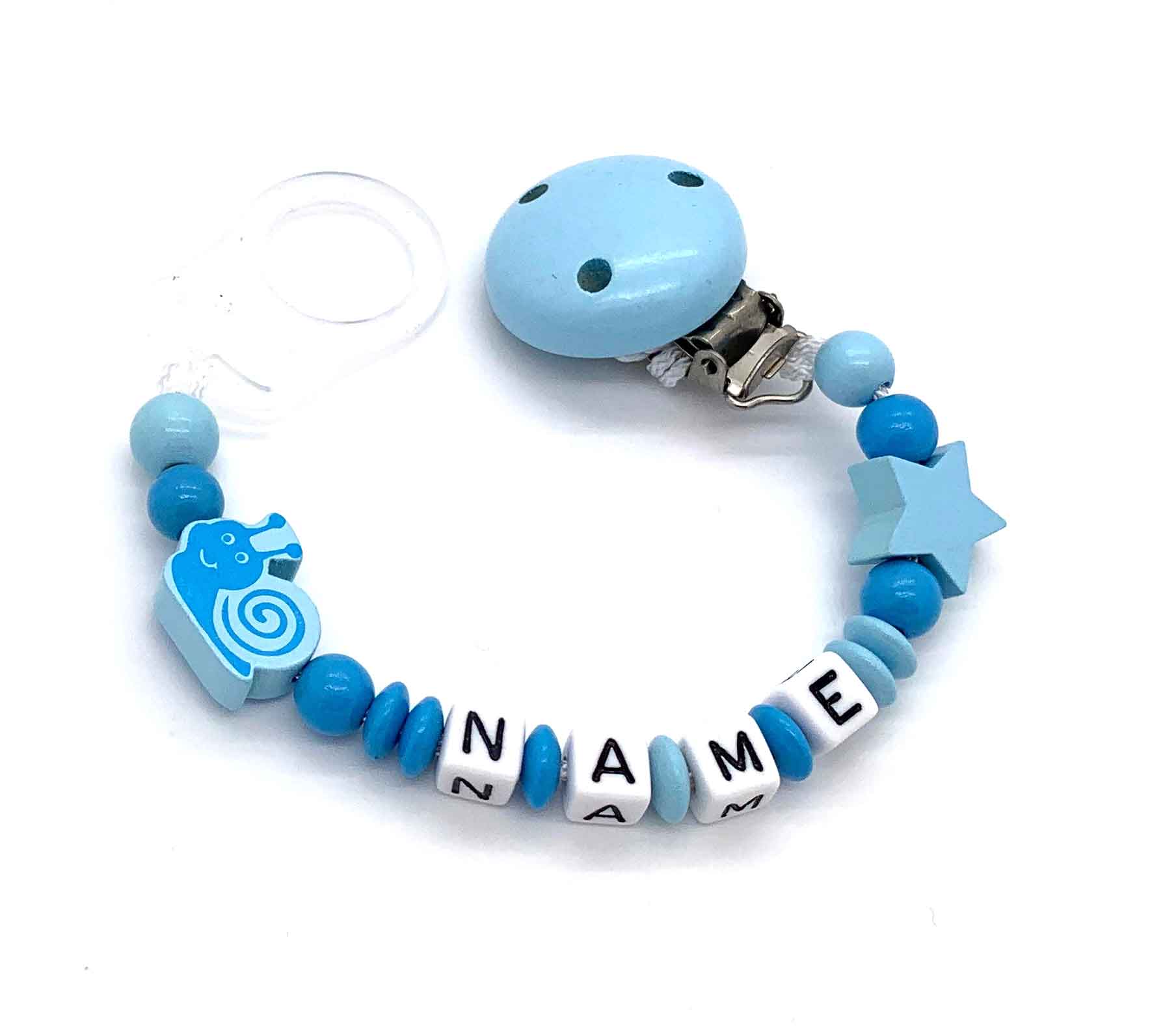 Schnullerkette mit Namen - Schnecke