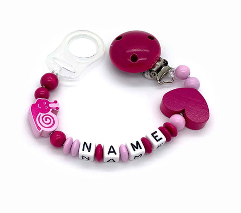 Schnullerkette mit Namen - Schnecke