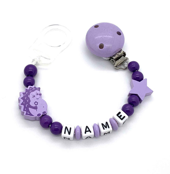 Schnullerkette mit Namen - Igel