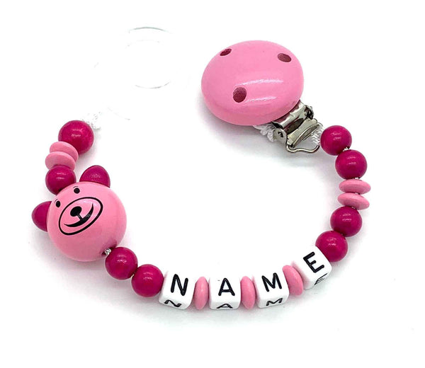 Schnullerkette mit Namen - 3D Bär
