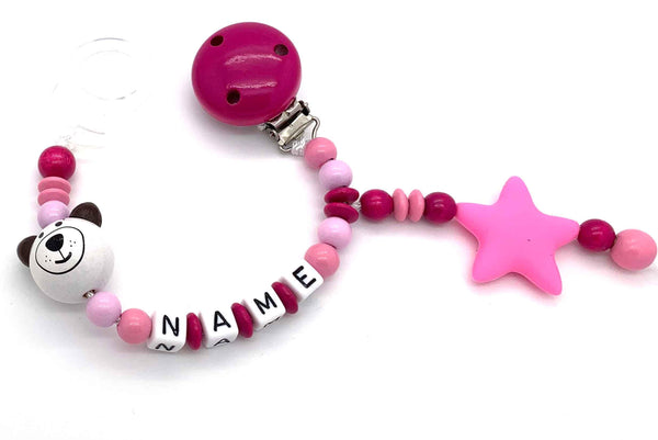 Schnullerkette mit Namen - 3D Bär