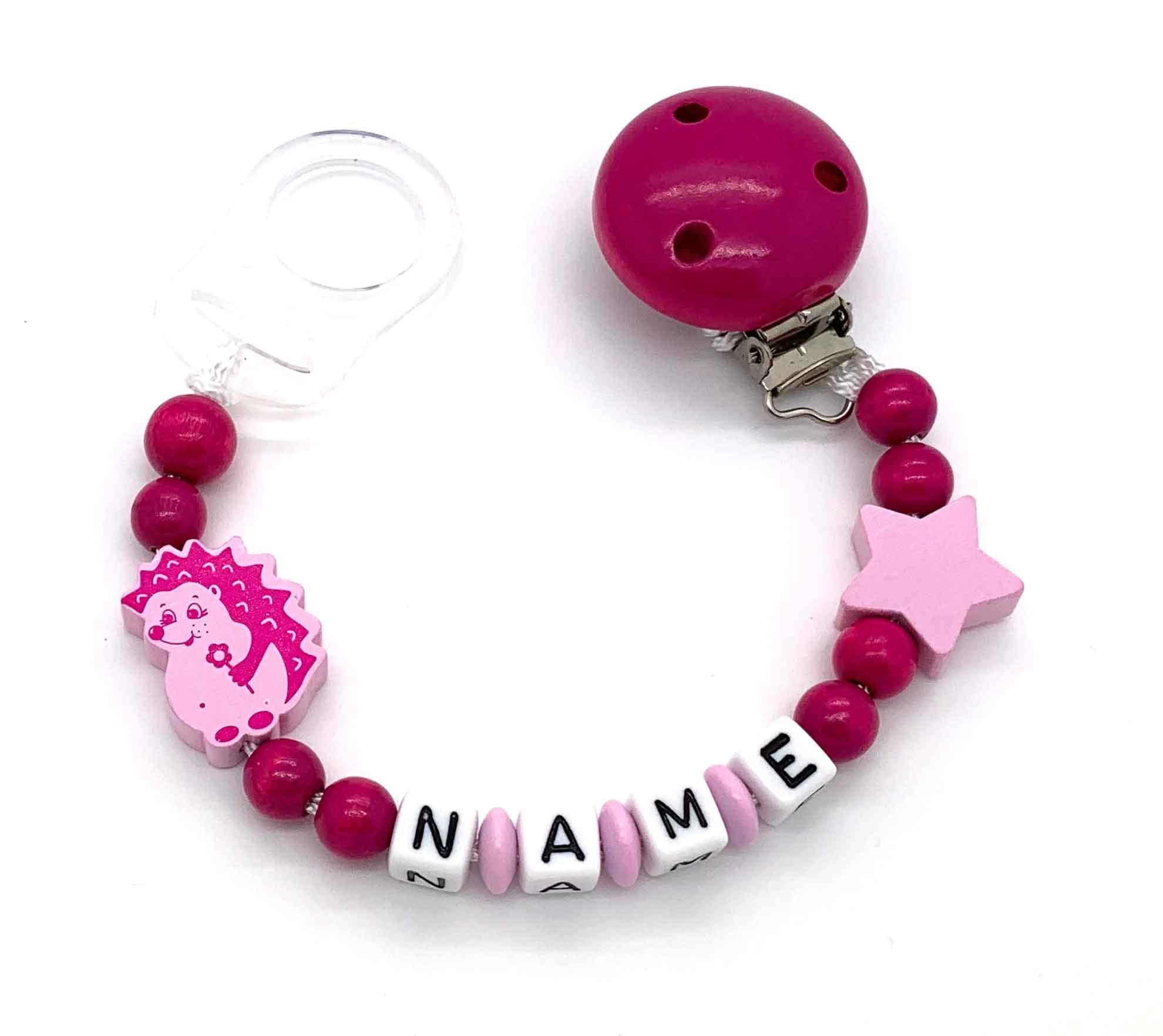 Schnullerkette mit Namen - Igel