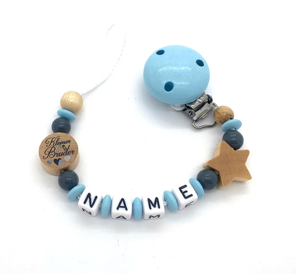 Schnullerkette mit Namen - kleiner Bruder