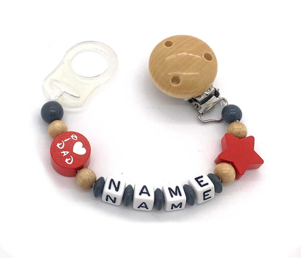 Schnullerkette mit Namen - I love Mom & Dad