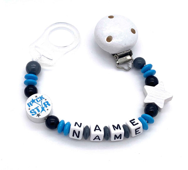 Schnullerkette mit Namen - Rock Star
