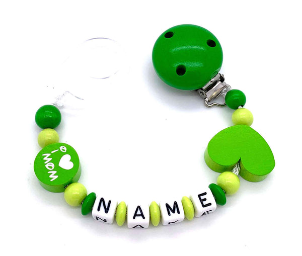 Schnullerkette mit Namen - I love Mom & Dad