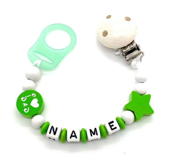 Schnullerkette mit Namen - I love Mom & Dad