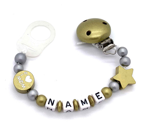 Schnullerkette mit Namen - I love Mom & Dad