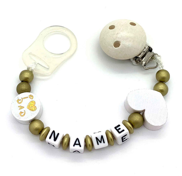 Schnullerkette mit Namen - I love Mom & Dad