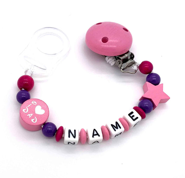 Schnullerkette mit Namen - I love Mom & Dad