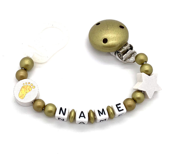 Schnullerkette mit Namen - Baby Fuß