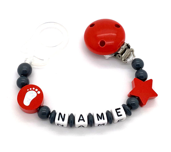Schnullerkette mit Namen - Baby Fuß
