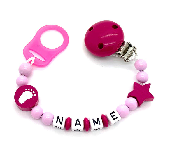 Schnullerkette mit Namen - Baby Fuß