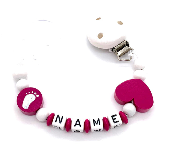 Schnullerkette mit Namen - Baby Fuß