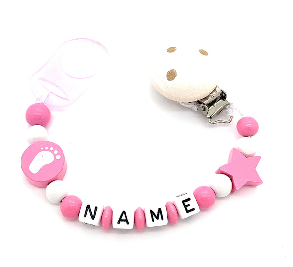 Schnullerkette mit Namen - Baby Fuß