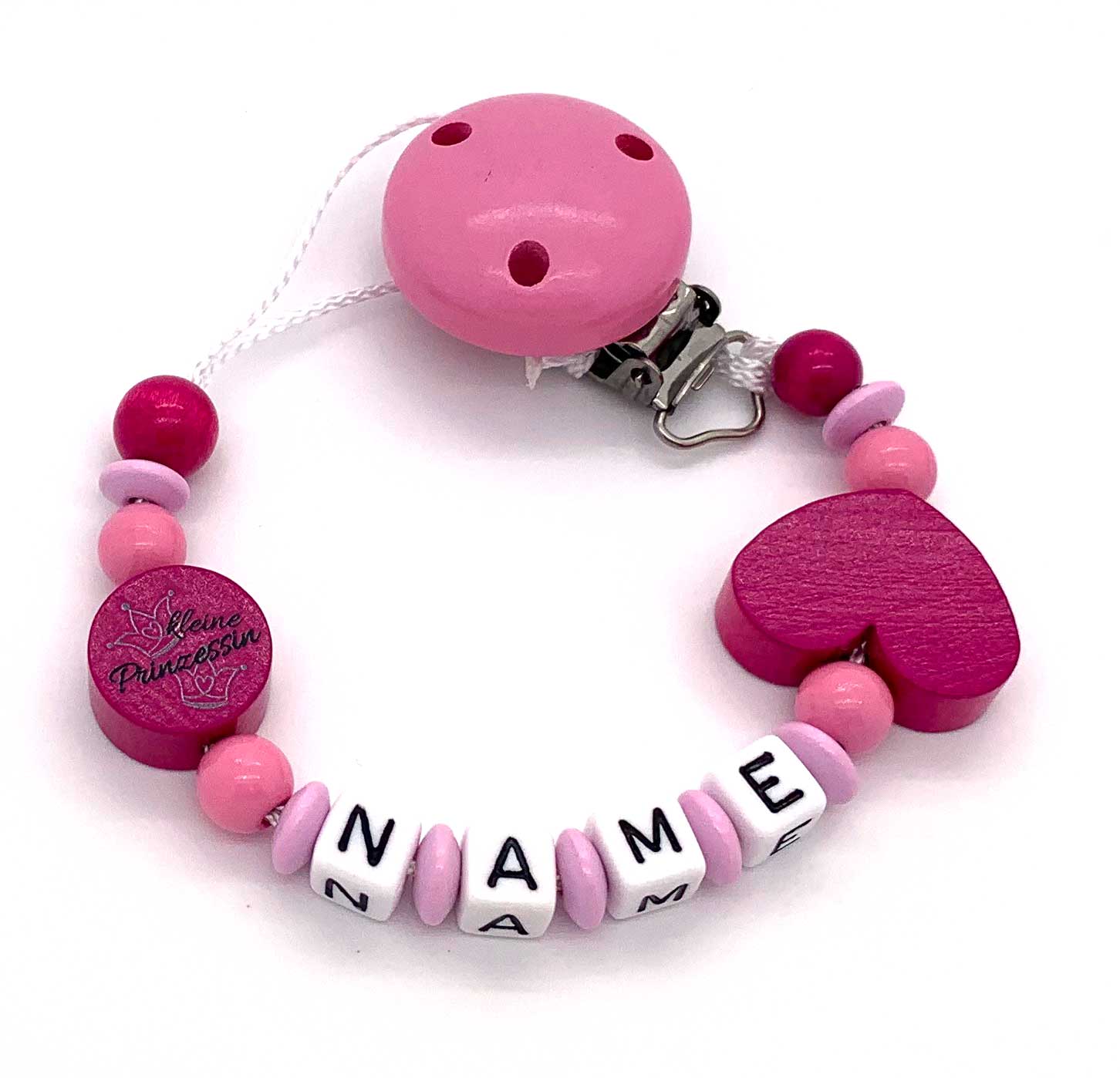 Schnullerkette mit Namen - kleine Prinzessin