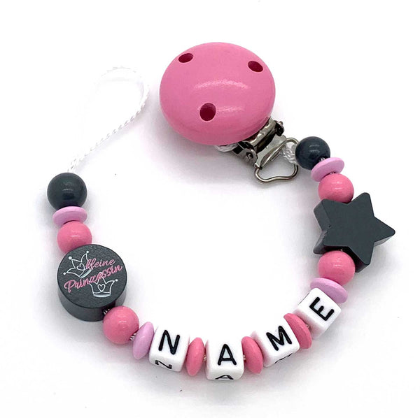 Schnullerkette mit Namen - kleine Prinzessin