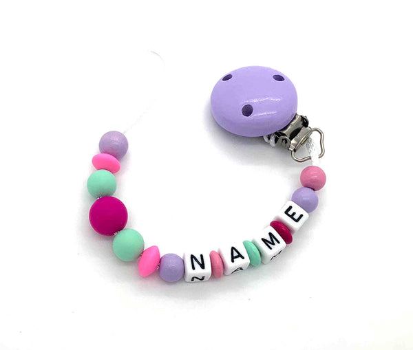Schnullerkette mit Namen - Silikonperlen